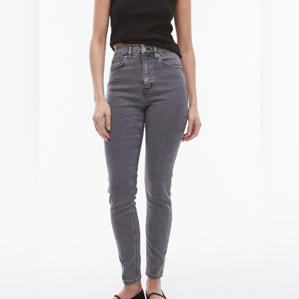 NWOT Topshop Jamie Skinny High Rise Jeans in Grey W26 L30 - Picture 2 of 10